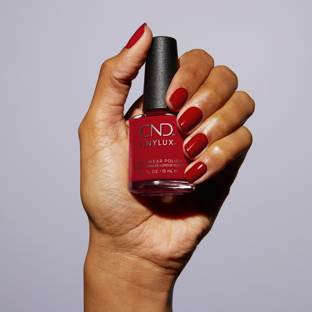 CND Vinylux Devil Red Nail Swatch